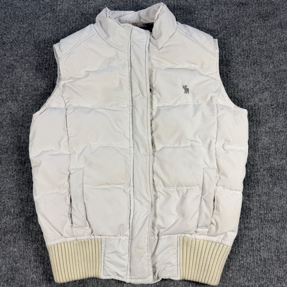 Vintage 2000s Y2K Abercrombie & Fitch Down Puffer Vest Nylon White M Streetwear